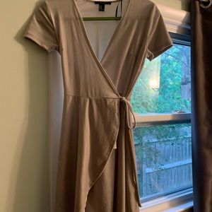 NWOT Velour Light Grey Mini Wraparound Dress